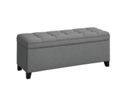 Banco baú com capacidade de 84 litros, 112x42x40 cm, estofado em veludo cotelê, cinza PRIME KANG