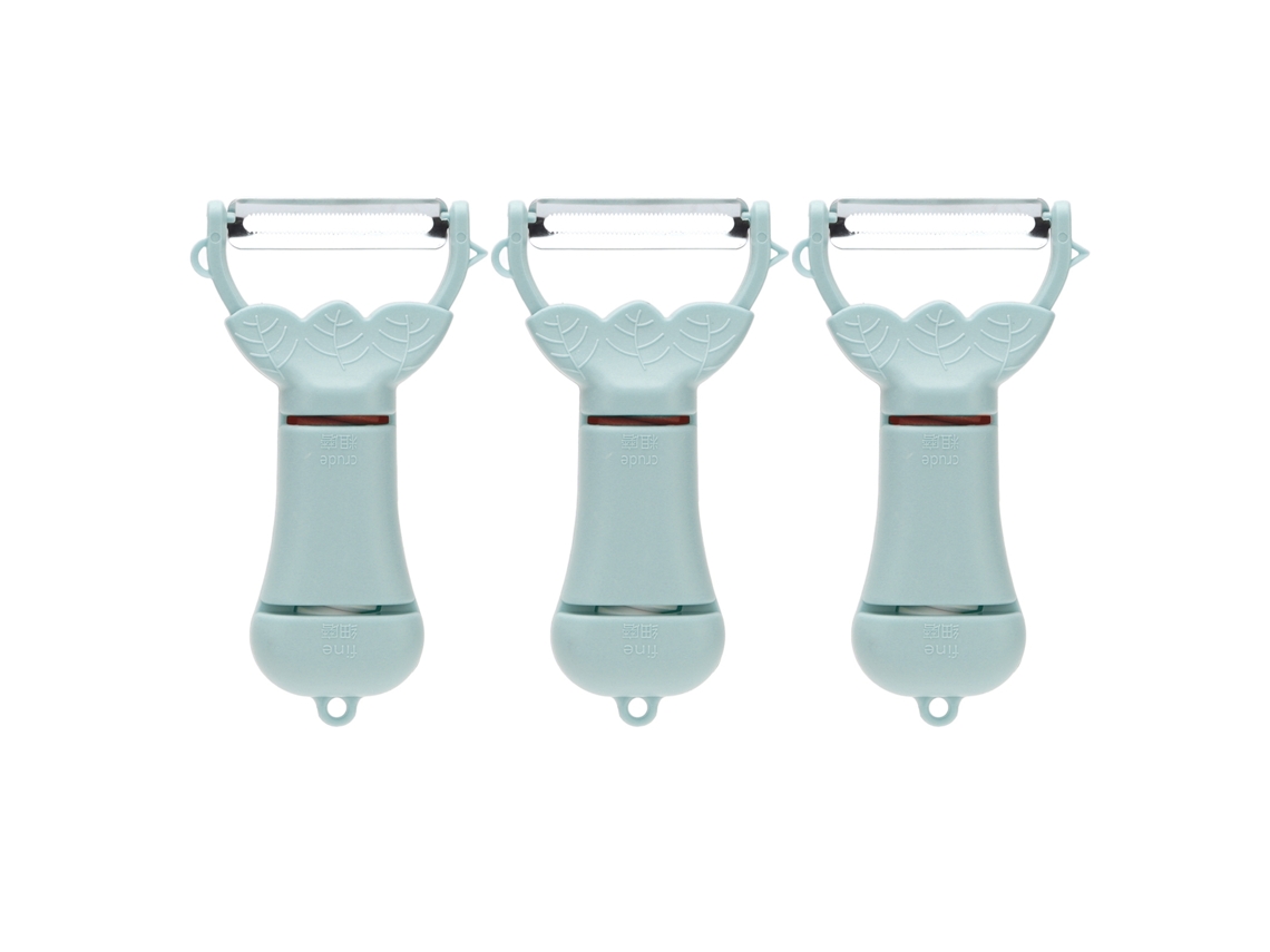 Pelador de frutas de 3 piezas con cuchilla de acero inoxidable, utensilio de cocina multifuncional