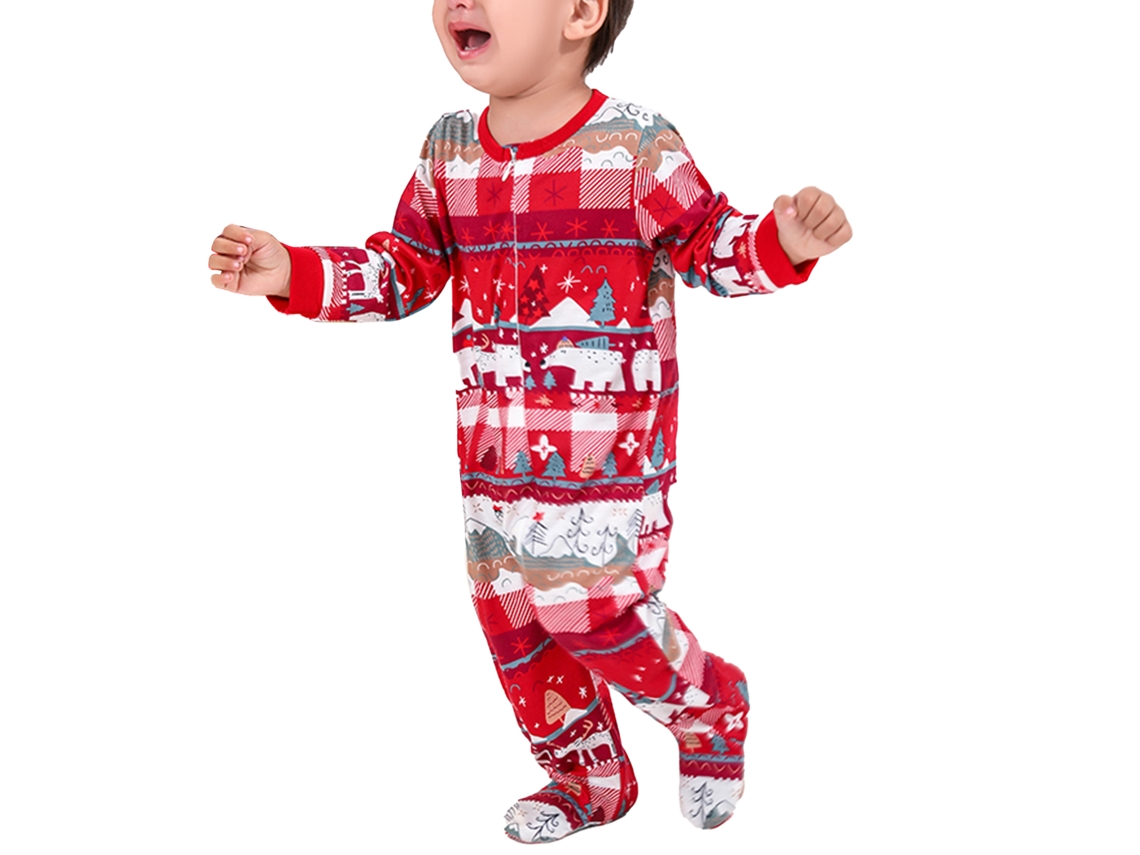 Rebe - Conjunto de pijama de Natal para a família, com mangas compridas, vermelho, tamanho bebê 18-24 meses, coordenado para pais e filhos.