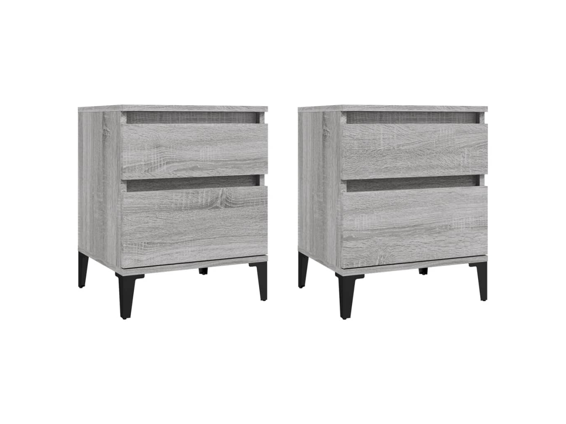 Maison Exclusive - Mesitas De Noche 2 Unidades Gris Sonoma 40x35x50 Cm