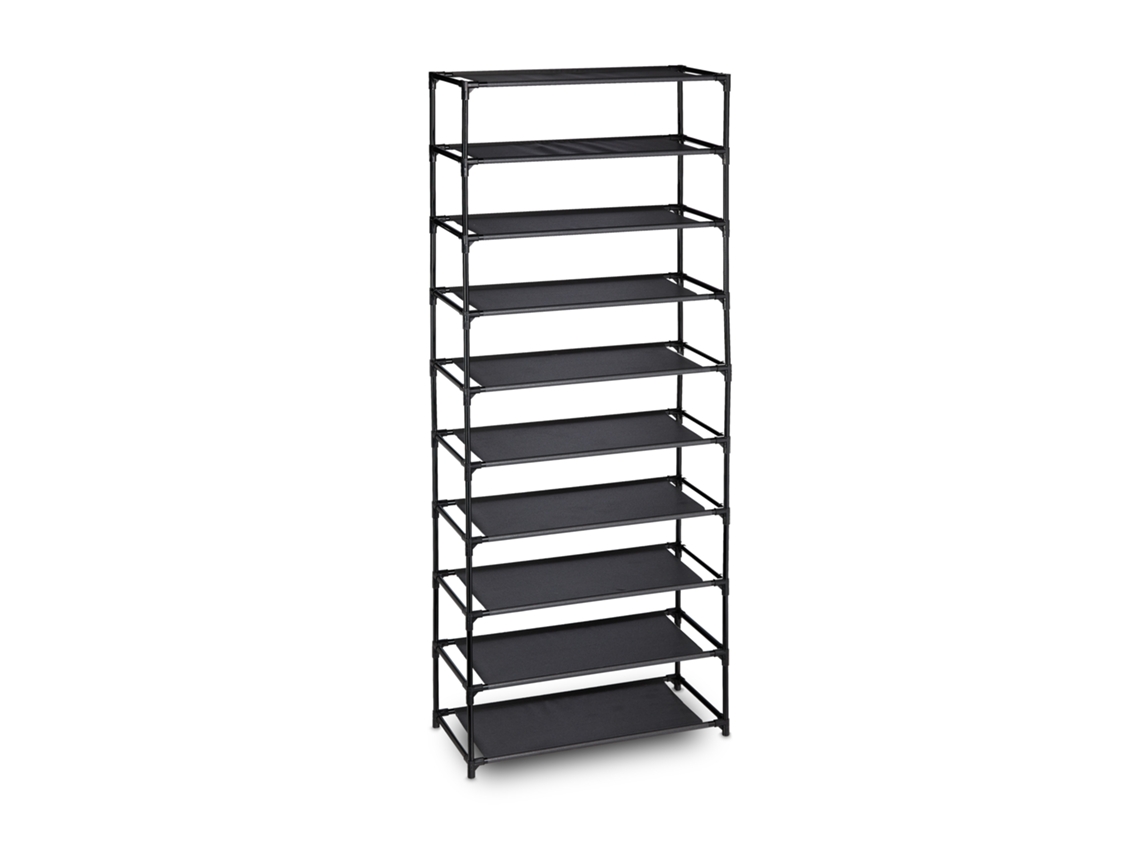Relaxdays Zapatero Tela Sistema Encaje, 10 Baldas, 30 Pares De Zapatos, Organizador Calzado 150 X 62 X 28 Cm, En Negro