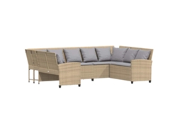 Sofá de jardín con cojines de mimbre, beige, MAISON EXCLUSIVE