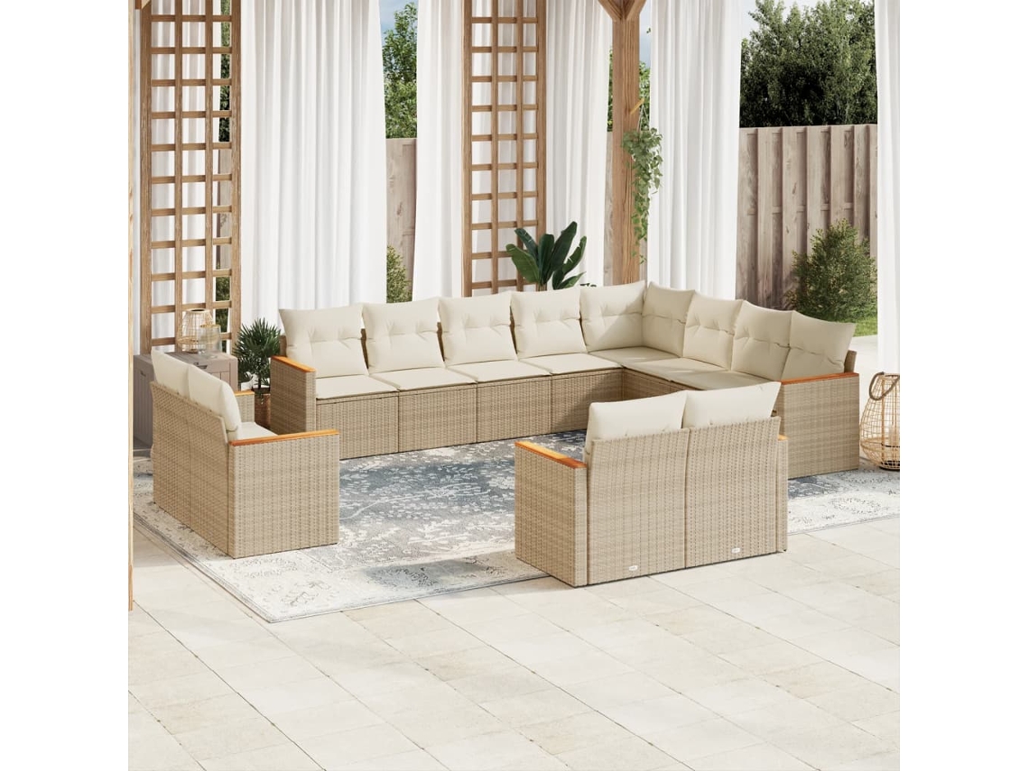Conjunto de 12 sofás de jardín con cojines de mimbre beige de DKD Home Decor