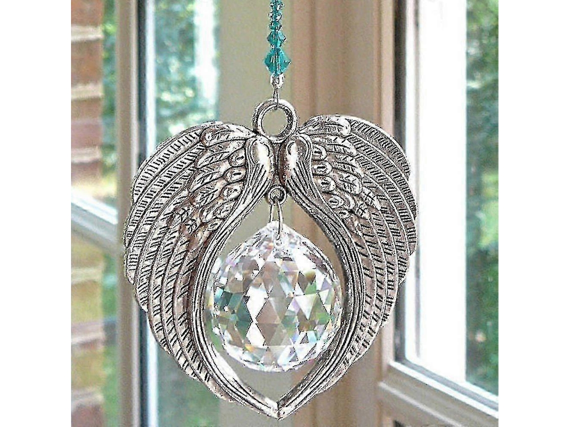 Adorno atrapasol con alas de ángel, colgante de cristal, creador de arcoíris para ventanas