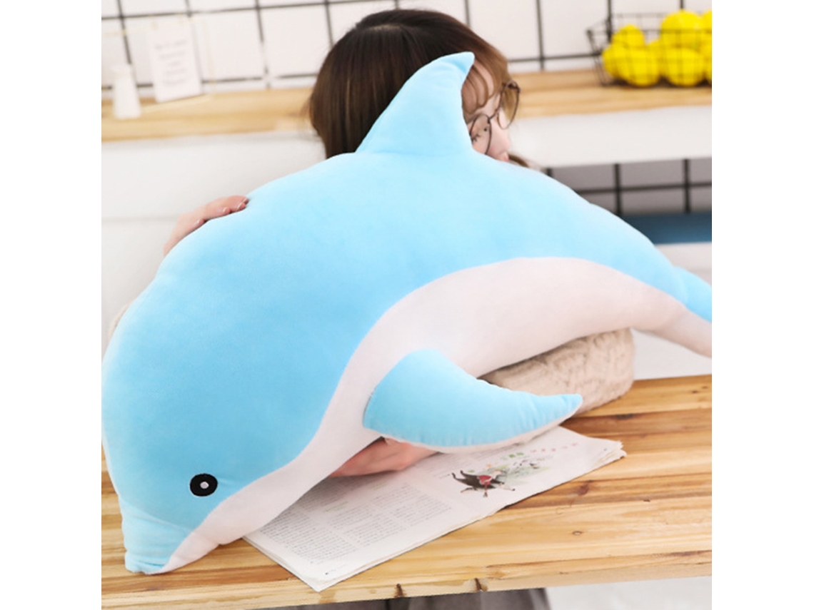 2026-juguete De Peluche Delfín Grande Cute Suave Multifunción Almohada Portátil Para Hogar Oficina Azul 30cm