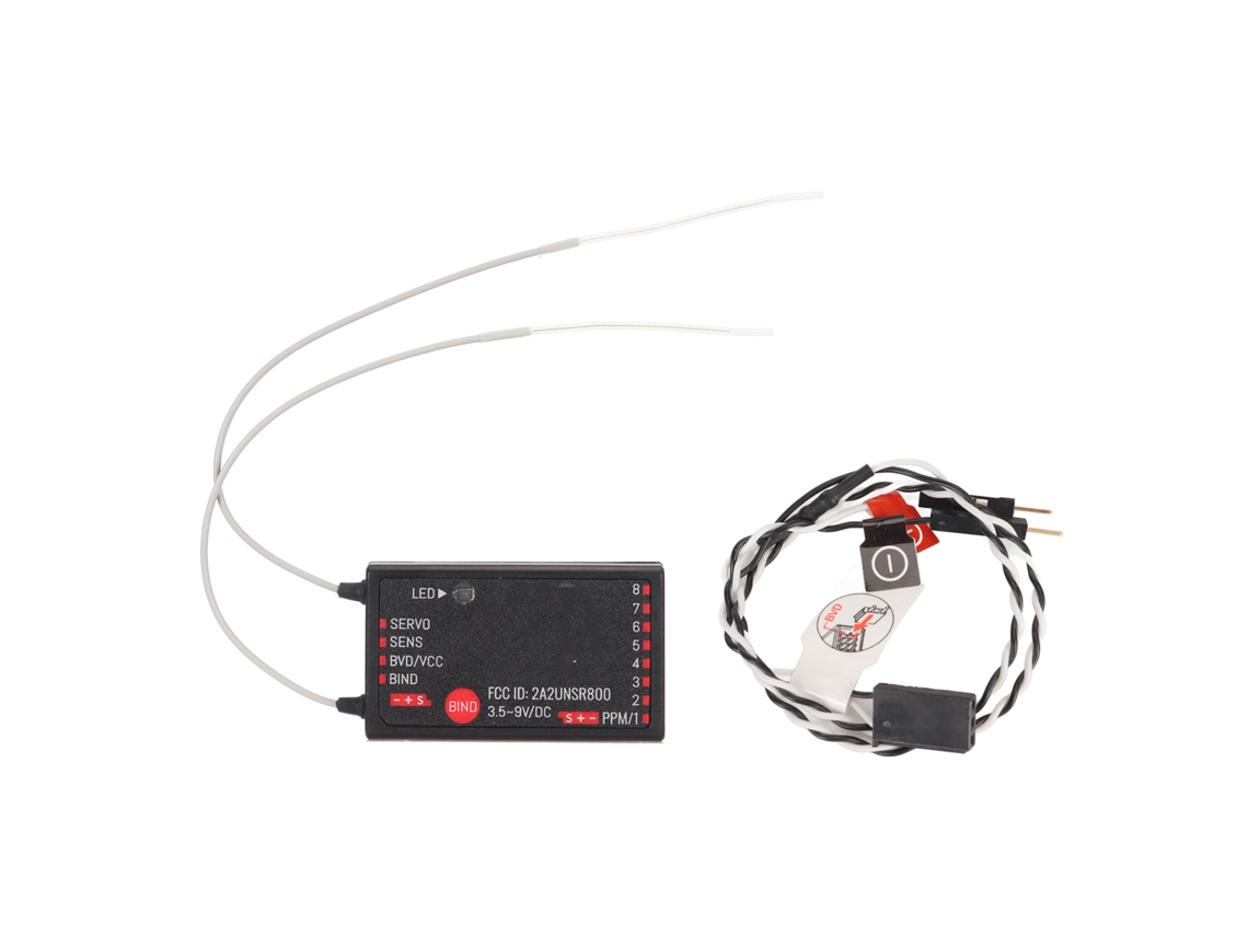 Receptor De 8 Canales Y 2,4 Ghz Con Antena Bidireccional Dual Para Helicópteros, Vehículos Y Maquinaria De Radiocontrol.