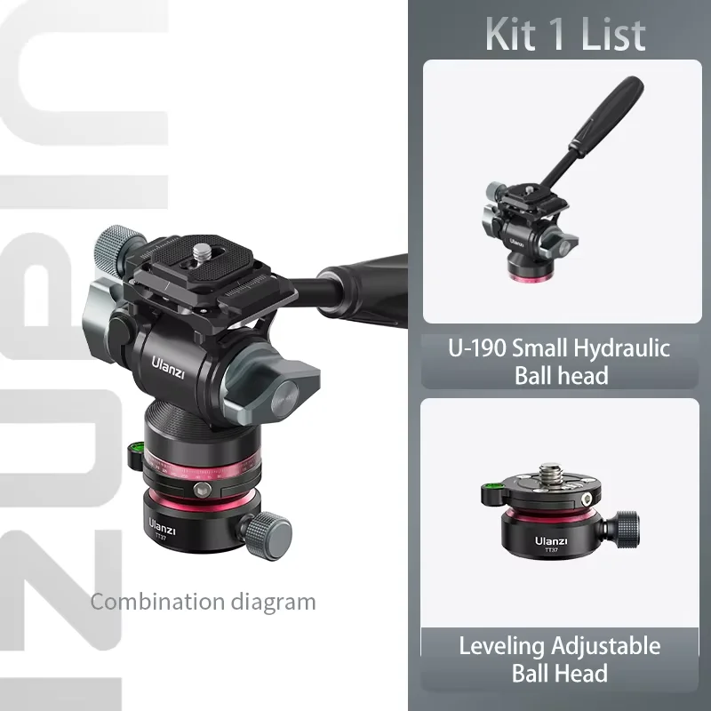 Kit de nivelación de cabezal de trípode panorámico U-190, cabezal de video hidráulico con amortiguación