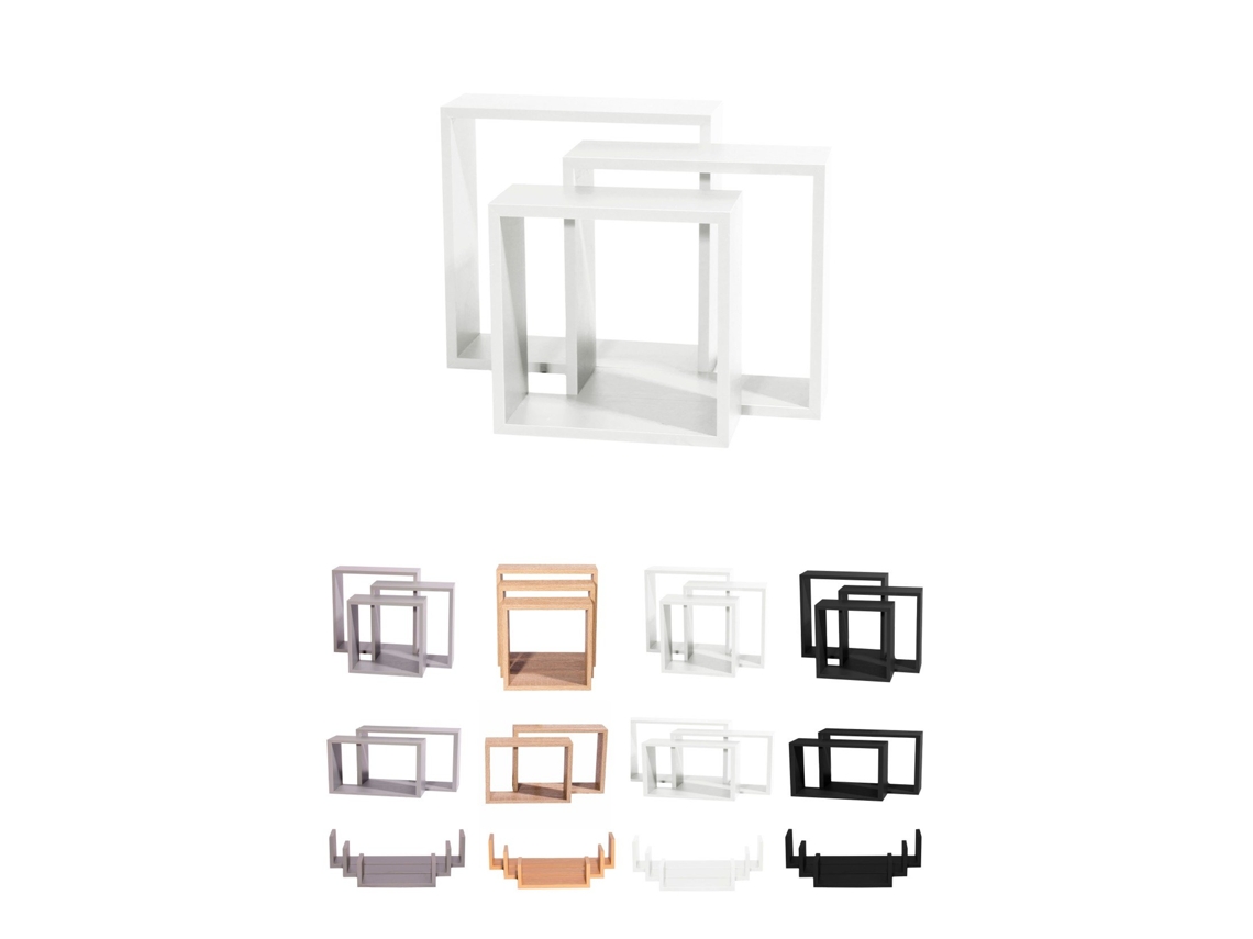 Estanterías De Pared - Baldas De Varios Niveles - Estantes Flotantes Con Fijación Invisible Blanco Diseño Cuadrado
