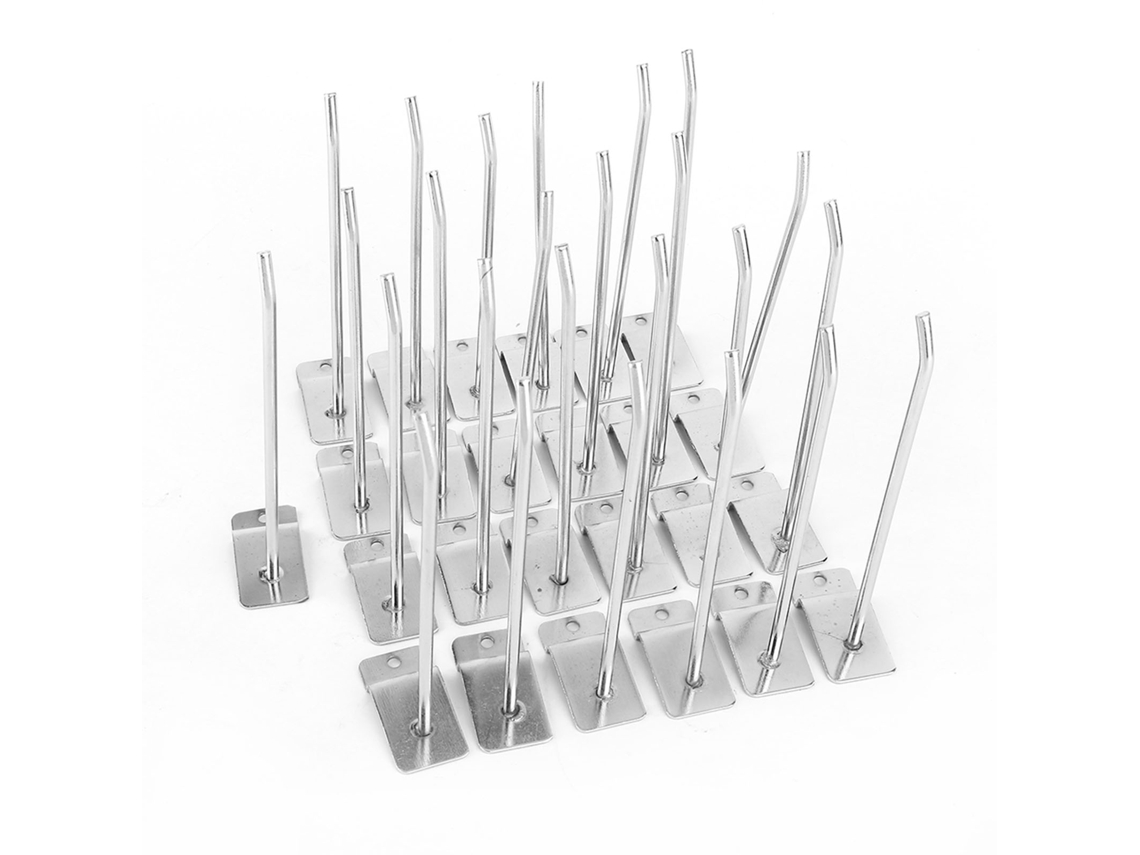 Juego De 25 Ganchos De Pared Con Láminas De 15 Cm (6 Pulgadas), Soporte De Productos De Acero Inoxidable Plateado