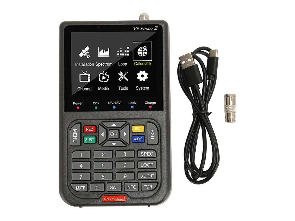 Detector de señal de satélite (receptor DVB-S2X, pantalla LCD HD)