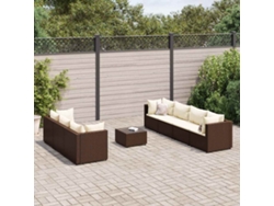 Conjunto de jardín de 8 piezas con cojines de mimbre marrón de DKD Home Decor
