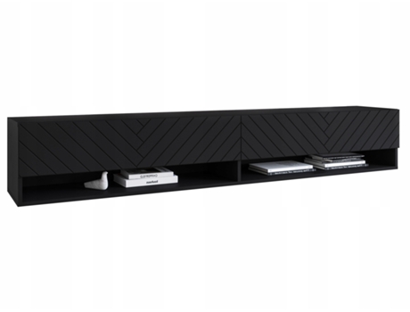 Mueble TV Lowboard A180 Negro grafito/Chevron Negro grafito, Número de puertas: 2 (180x30x31 cm)
