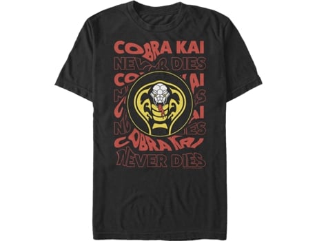 Camiseta Unisexo DEEPSTONE Cobra Kai Never Dies Negro (XL)