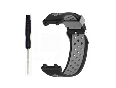 Correa Smartwatch para Amazfit T-Rex 2 Silicona Bicolor con Orificios de 3 Filas (Negro Gris)