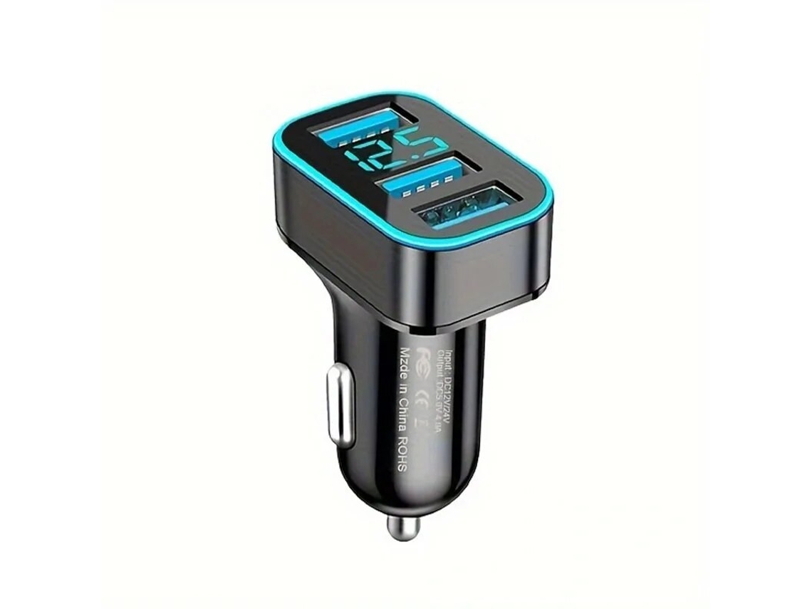 Transmisor de FM YIZHOOD Un remolque de tres, interfaz dual USB PD multifunción, pantalla digital, cargo rápido negro