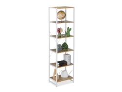 Relaxdays Estantería, 180 X 50 X 35 Cm, 6 Baldas Abiertas, Librería Auxiliar Para Salón, Cocina, Pasillo, Blanco/natural