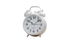 Despertador De Mesilla Retro Con Alarma Potente, Doble Campana, Funciona Con Pilas, Adorno De Mesilla De Noche/escritorio (blanco)