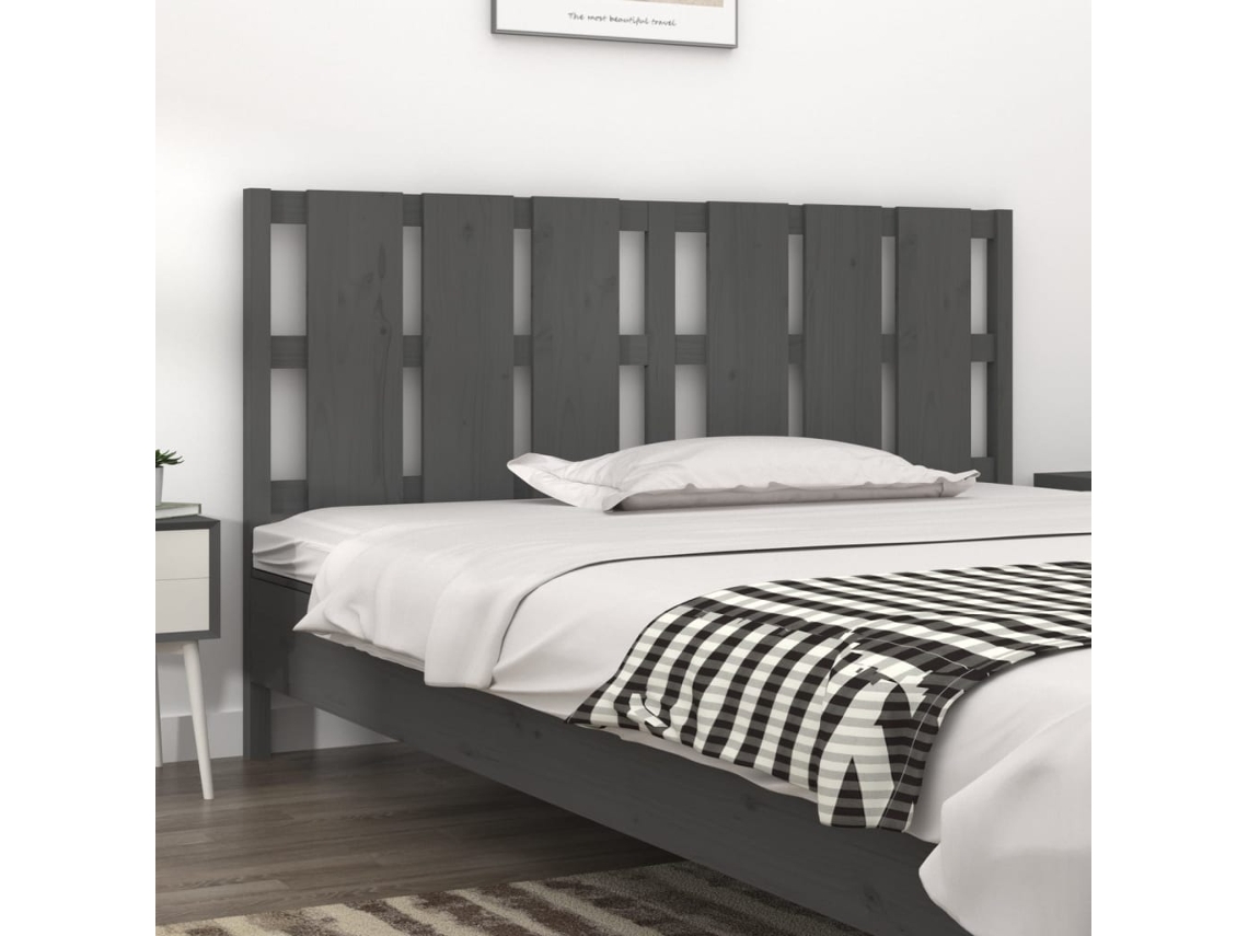 Cabecero De Cama Madera Maciza De Pino Gris 185,5x4x100 Cm