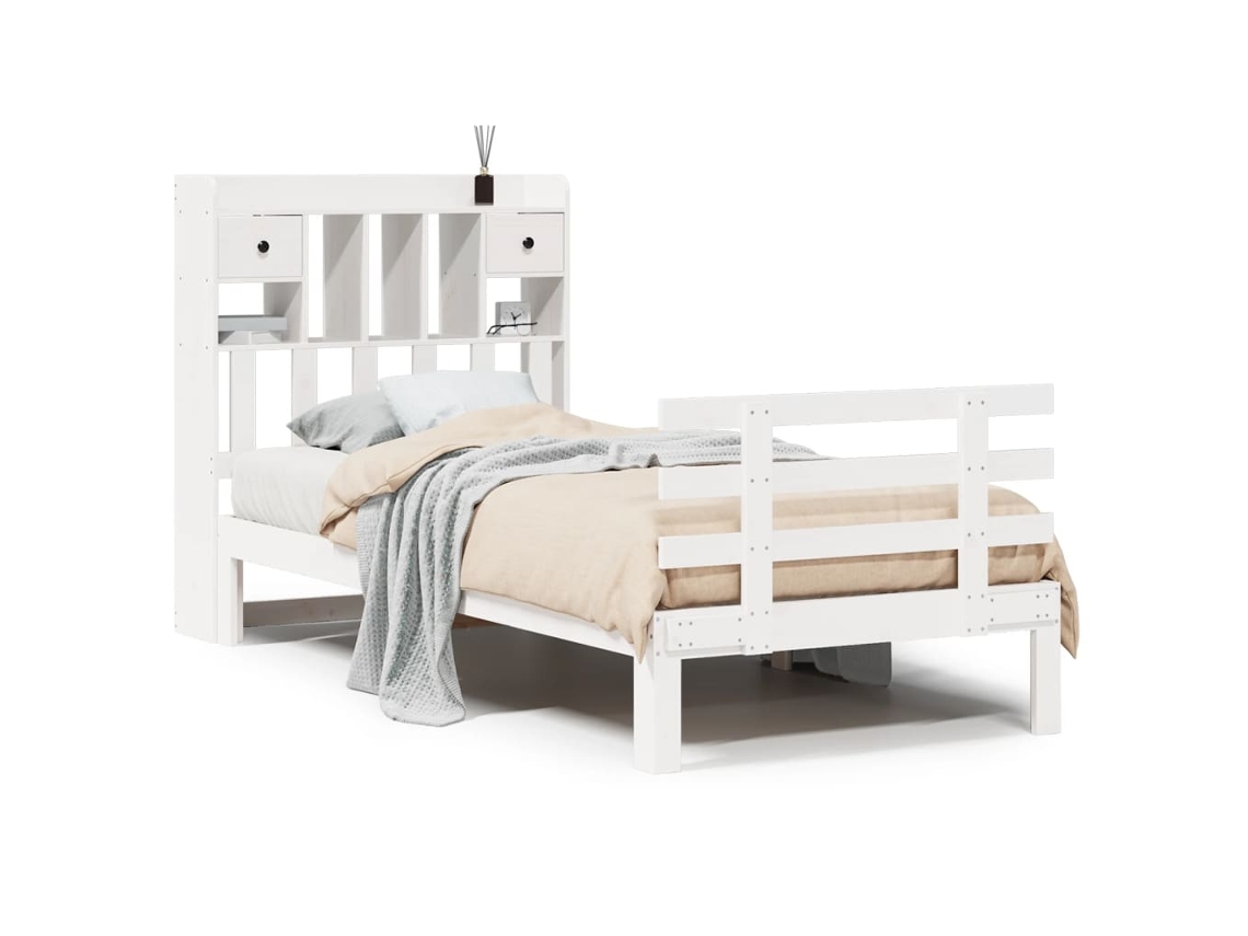 Maison Exclusive - Cama Con Estantería Sin Colchón Madera Maciza Blanca 75x190 Cm