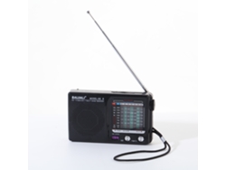 Radio portátil AM FM SW1 7 con altavoz, entrada para auriculares, funciona con 2 pilas AA, color negro.