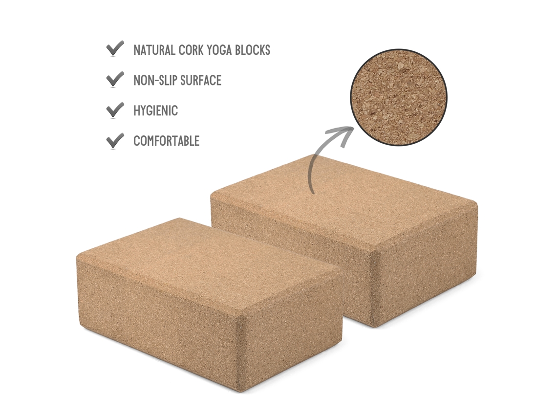 Juego De 2 Bloques De Yoga De Corcho Antideslizantes Con Correa Ajustable Para Yoga, Pilates Y Entrenamiento Físico.