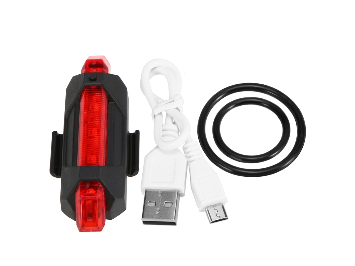 Luz trasera recargable por USB, resistente al agua, con luz de advertencia de seguridad para bicicleta (sin marca).