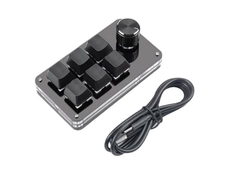 6 teclas USB Teclado personalizado Botón de volumen Programación Macro Juego Photoshop Hot Swap Teclado mecánico Negro