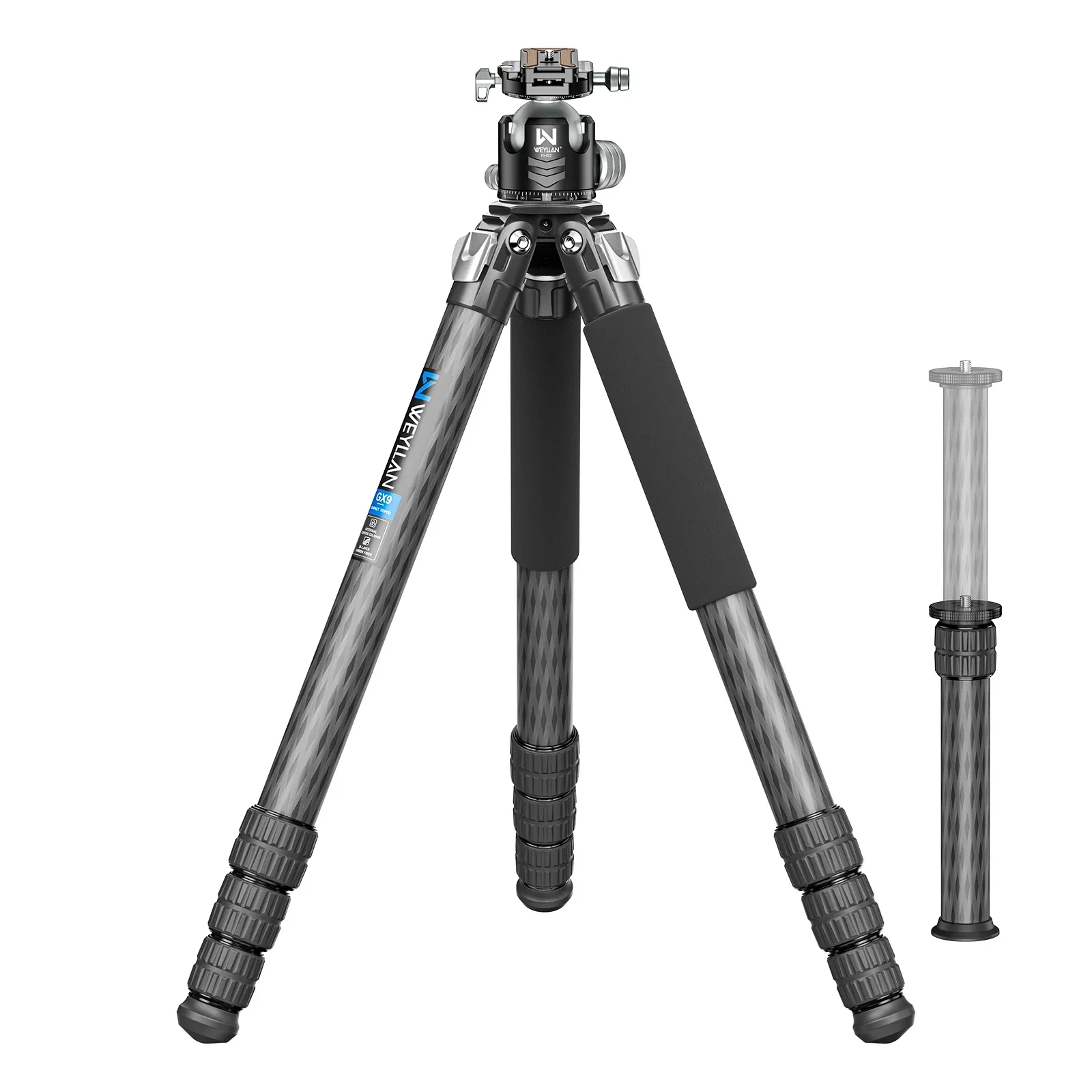 Trípode profesional robusto GX9 para cámara, ultraestable para observación de aves, tubo de pata de 40 mm, carga máxima de 30 kg, incluye RH52 y columna