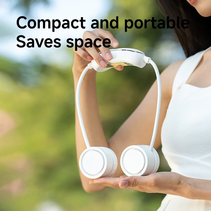 Ventilador De Cuello Portátil (blanco) Con Tres Velocidades Y Función De Enfriamiento Plegable Para Facilitar Su Uso Carga Silenciosa.