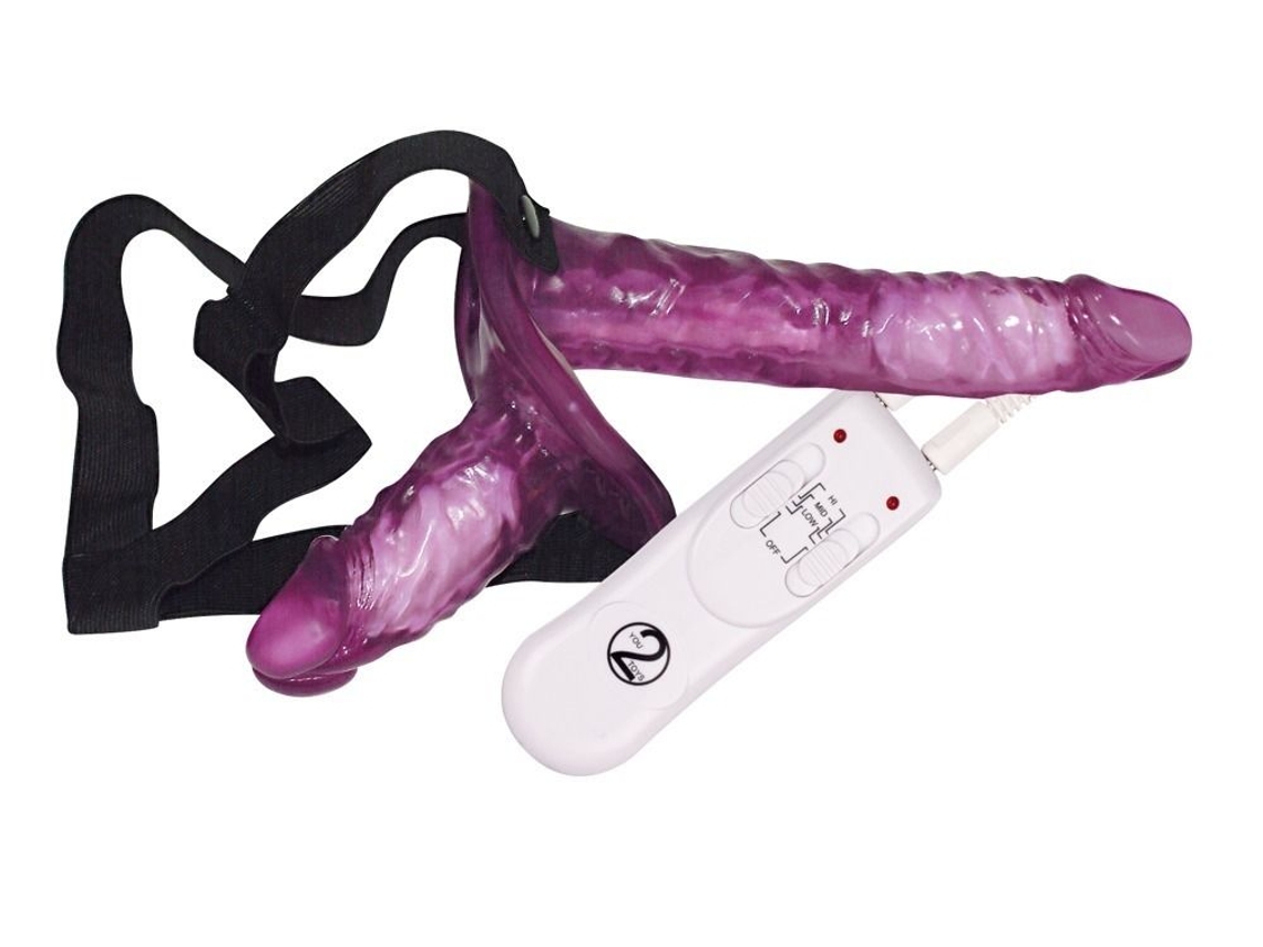 Vibrador Strap-on Vibrante Doble - Morado