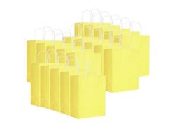 Bolsa de lavandería portátil de papel kraft ecológica, amarilla, mediana
