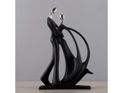 Escultura de pareja de resina decorativa, figura abstracta en miniatura bailando con base rectangular para decoración del hogar y la oficina.