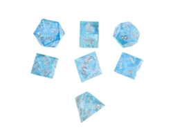 7 Dados Poliédricos De Resina Azul Claro Para Juegos De Mesa Y Juegos De Rol.