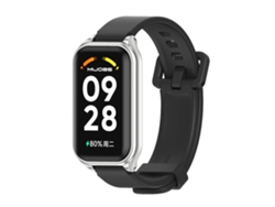 Correa Smartwatch para Redmi Band 2 Mijobs Silicona con Carcasa Metálica (Negro Plata)