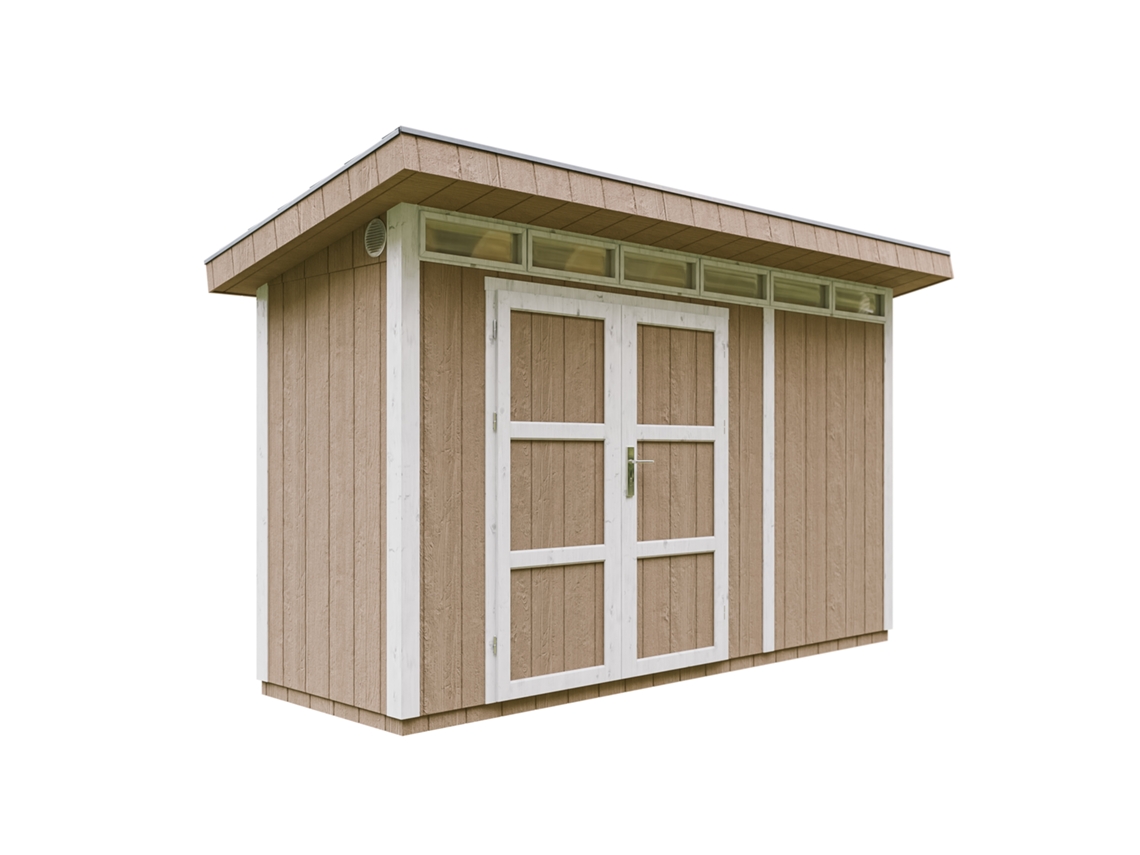 Caseta Jardin Exterior paneles a base de Madera LP SmartSide 4,3 m2 con Suelo y Baldosas Bituminosas - L161xA412xA239 cm - TIMBELA M902A - TERRA BROWN