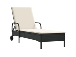 Chaise longue de mimbre negra con ruedas y cojín EXCLUSIVA MAISON