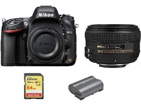 Kit Cámara Réflex NIKON D610 + AF-S 50MM F1.4G + Tarjeta SD de 64GB + bateria EN-EL15B