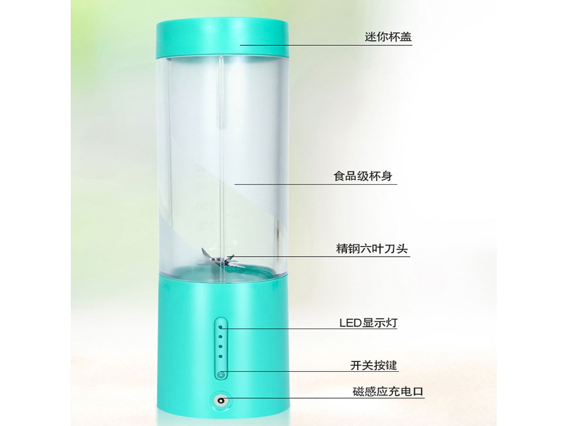 Licuadora inalámbrica con carga magnética y función para picar hielo Mdug (azul menta)