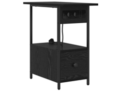 Mesita de noche de roble negro con cajón 60x30x61 cm MAISON EXCLUSIVE
