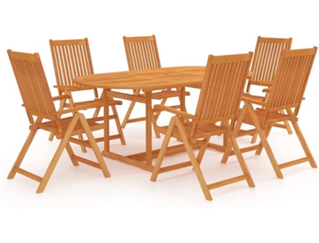 Conjunto 7 Conjunto de comedor de jardín VIDAXL madera maciza de teca