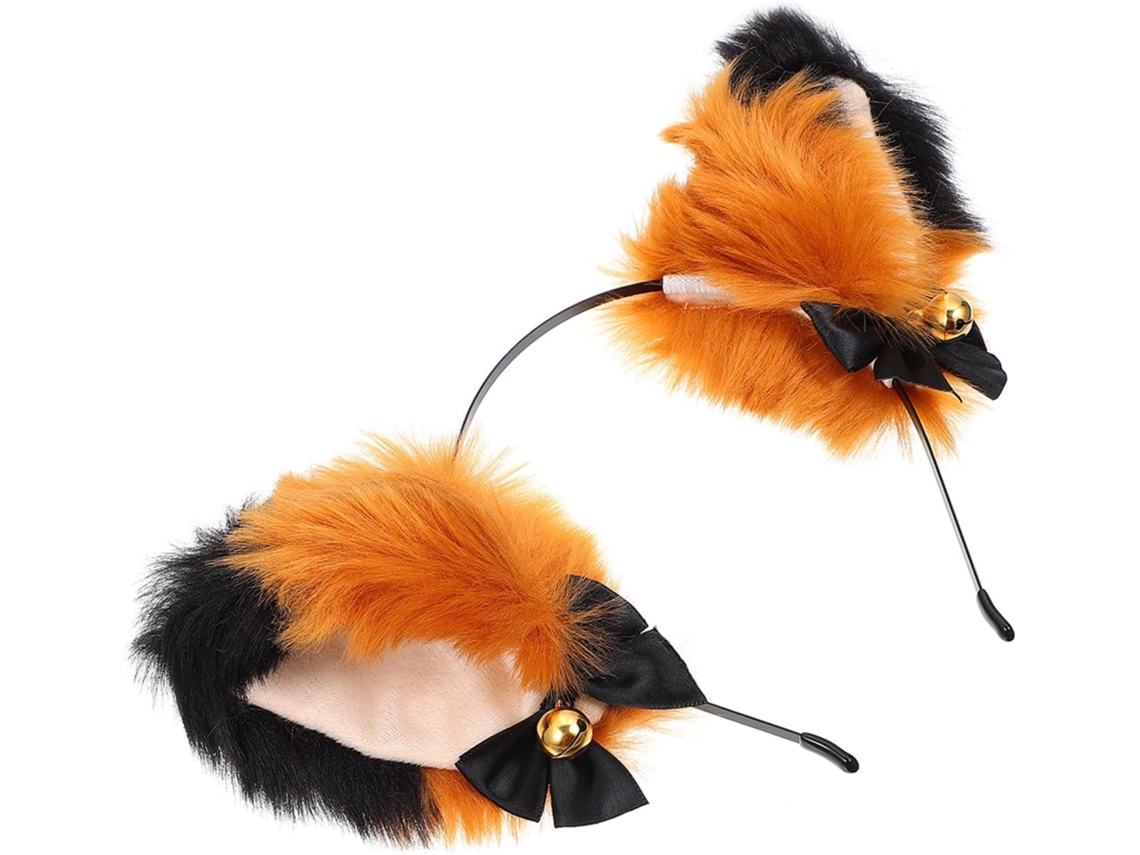 Diadema De Orejas De Zorro De Peluche Con Cascabel Dorado, Diadema Ligera Y