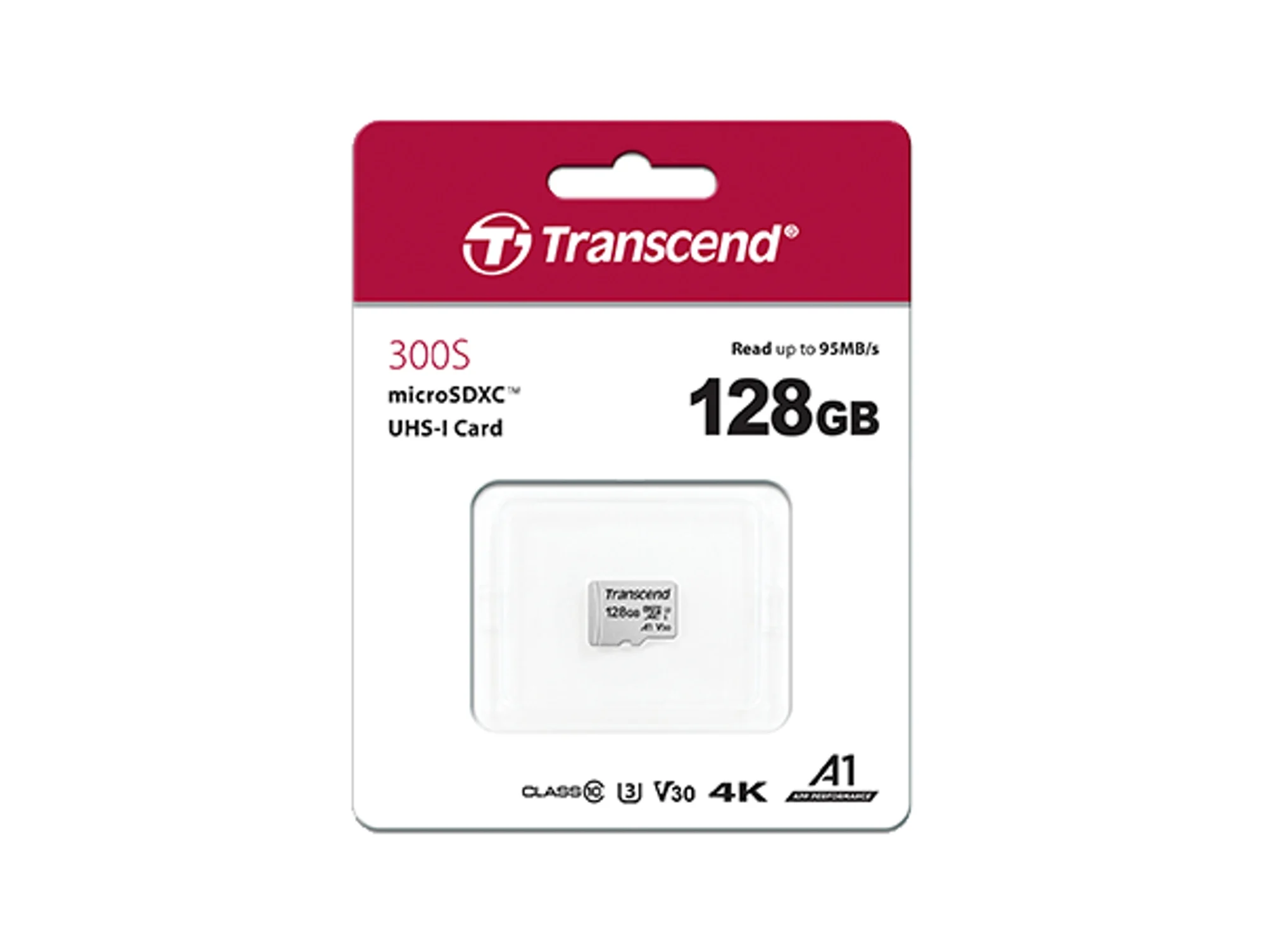 Tarjeta de Memoria Micro SDXC TRANSCEND TS128GUSD300S (128 GB - 95 MB/s)