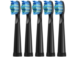 Juego De 5 Cabezales Para Cepillo De Dientes Eléctrico Con Cerdas Moderadamente Suaves, Compatible Con Fairywill, Seago, Dnsly, Atmoko, Color Negro.
