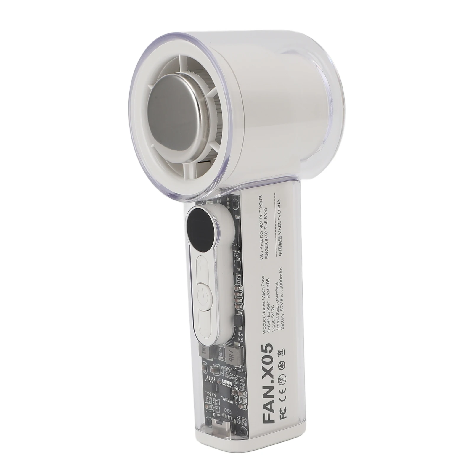 Ventilador De Mano (blanco), Alta Velocidad Ajustable, 100 Niveles De Velocidad Del Viento, Batería De 3000 Mah.
