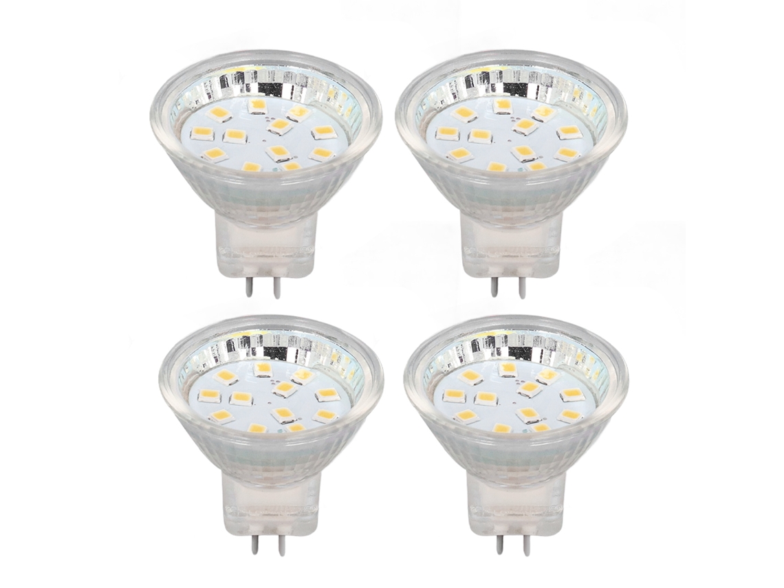 4 Bombillas Mr11 De 12 Led, 2 W, 300 Lúmenes, Tipo Foco, Con Base Doble Pin, Para Iluminación Exteri