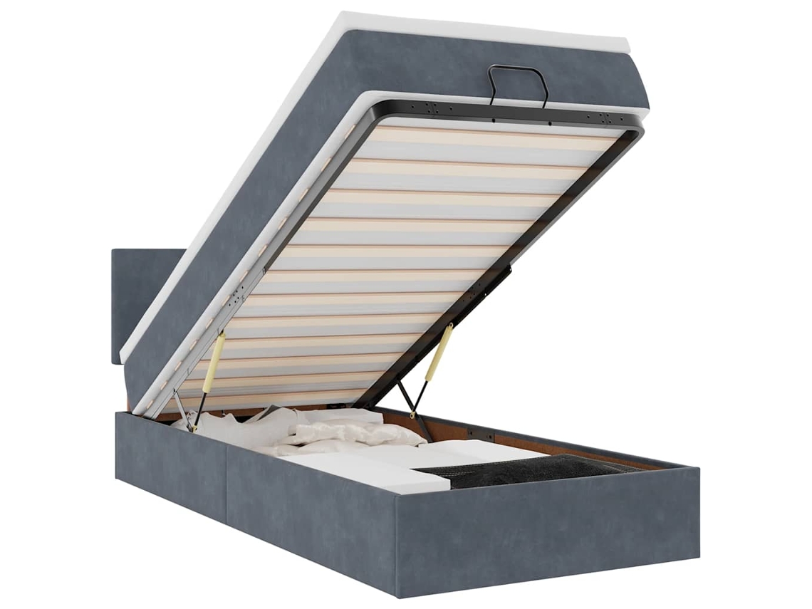 Maison Exclusive - Estructura Cama Otomana Colchón Terciopelo Gris Oscuro