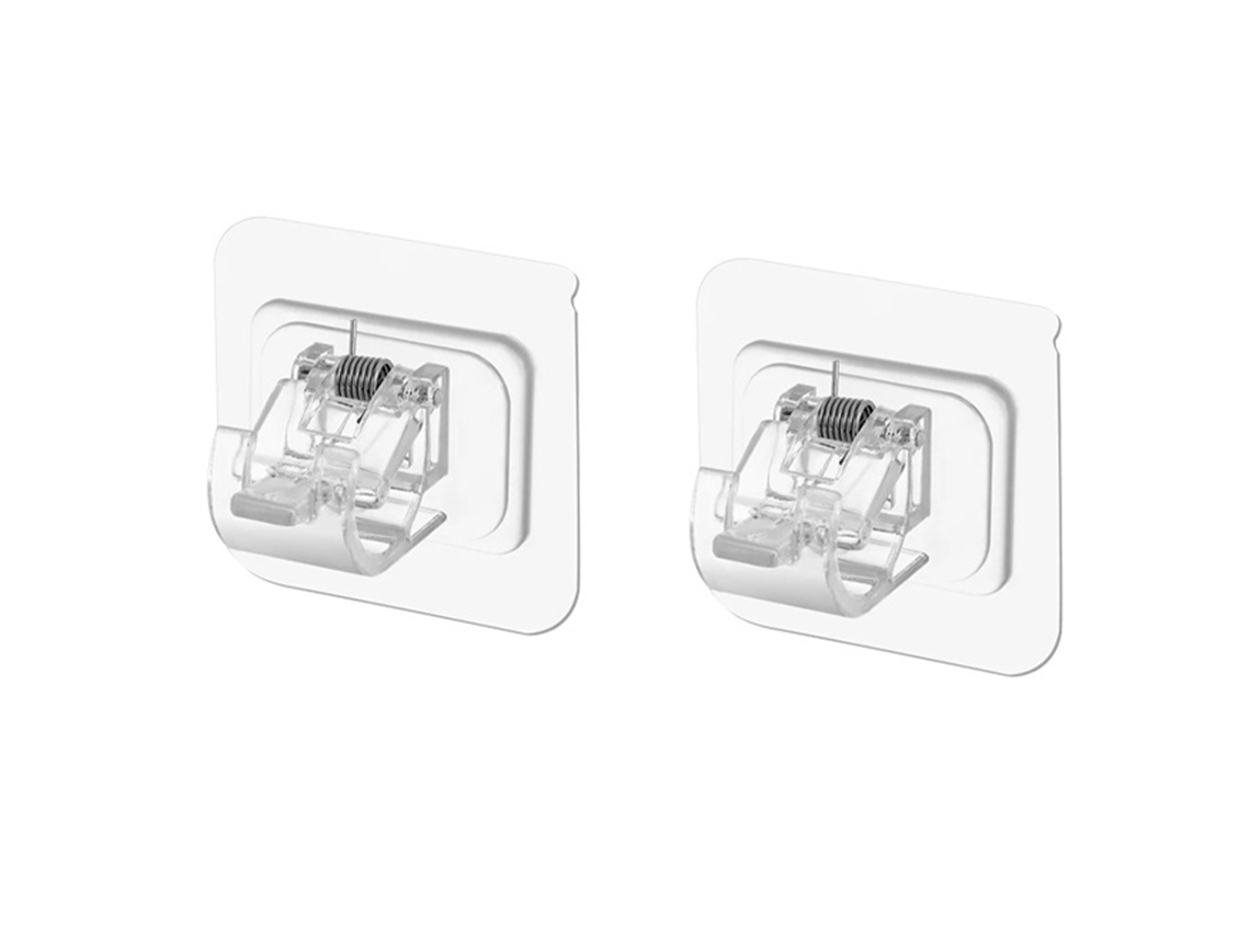 2 Soportes Autoadhesivos Transparentes De Abs Ajustables Para Barra De Cortina Para El Hogar Y La Oficina.