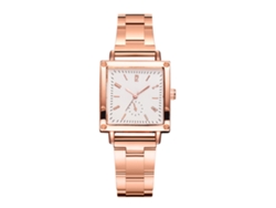 Reloj De Pulsera De Cuarzo Con Correa De Aleación, Forma Cuadrada, Números Romanos, Elegante En Oro Rosa Y Oro Blanco.