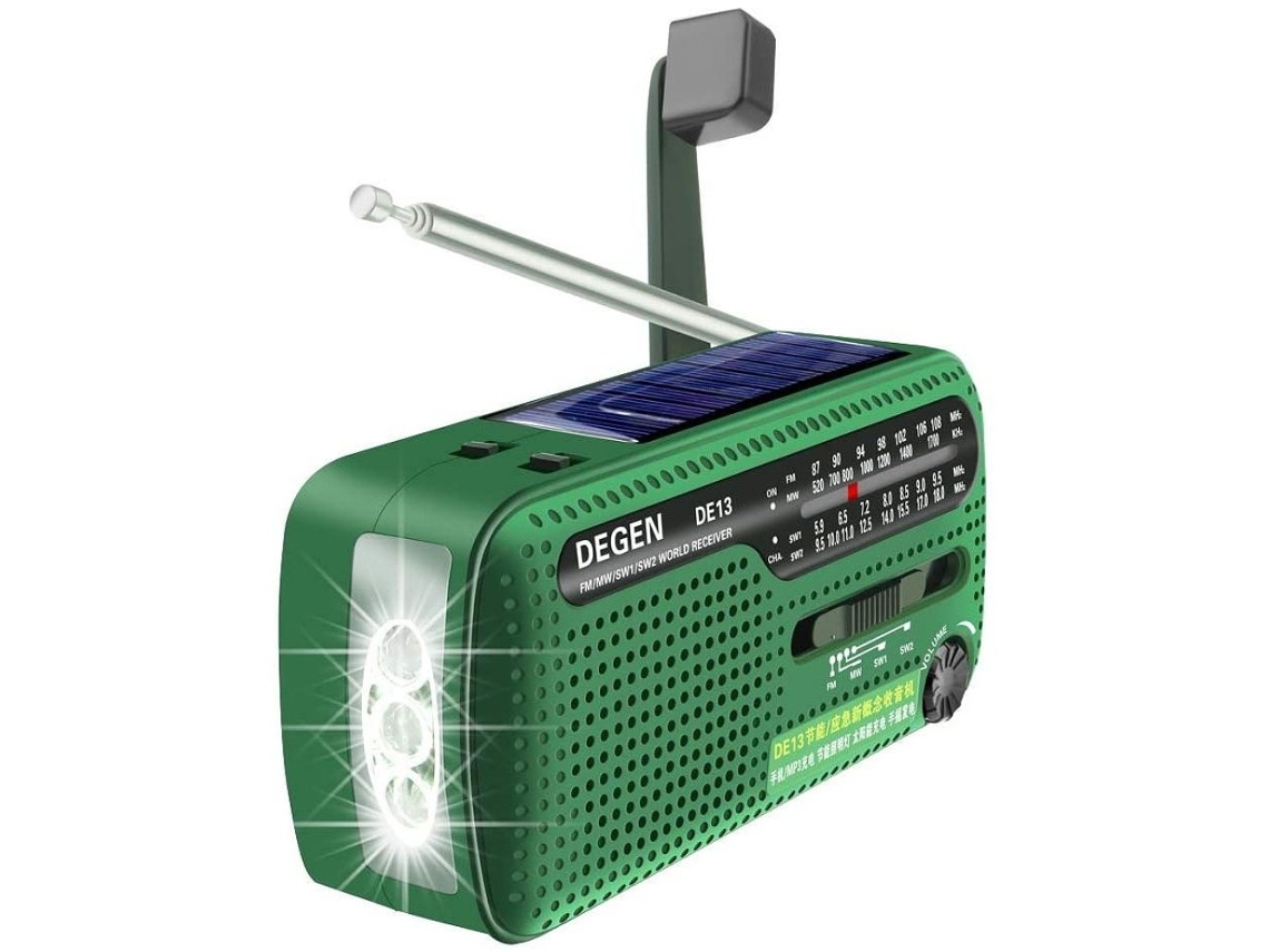 Radio de emergencia portátil con manivela/solar (AM/FM/OC)