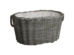 Cesta De Leña Asas De Transporte Sauce Natural Gris 59x42x28 Cm